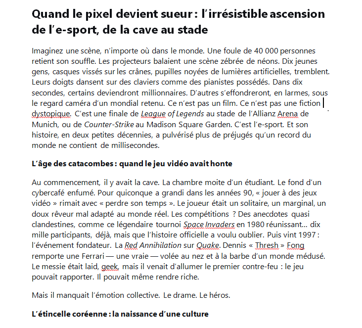 Article e-sport - Rédaction professionnelle