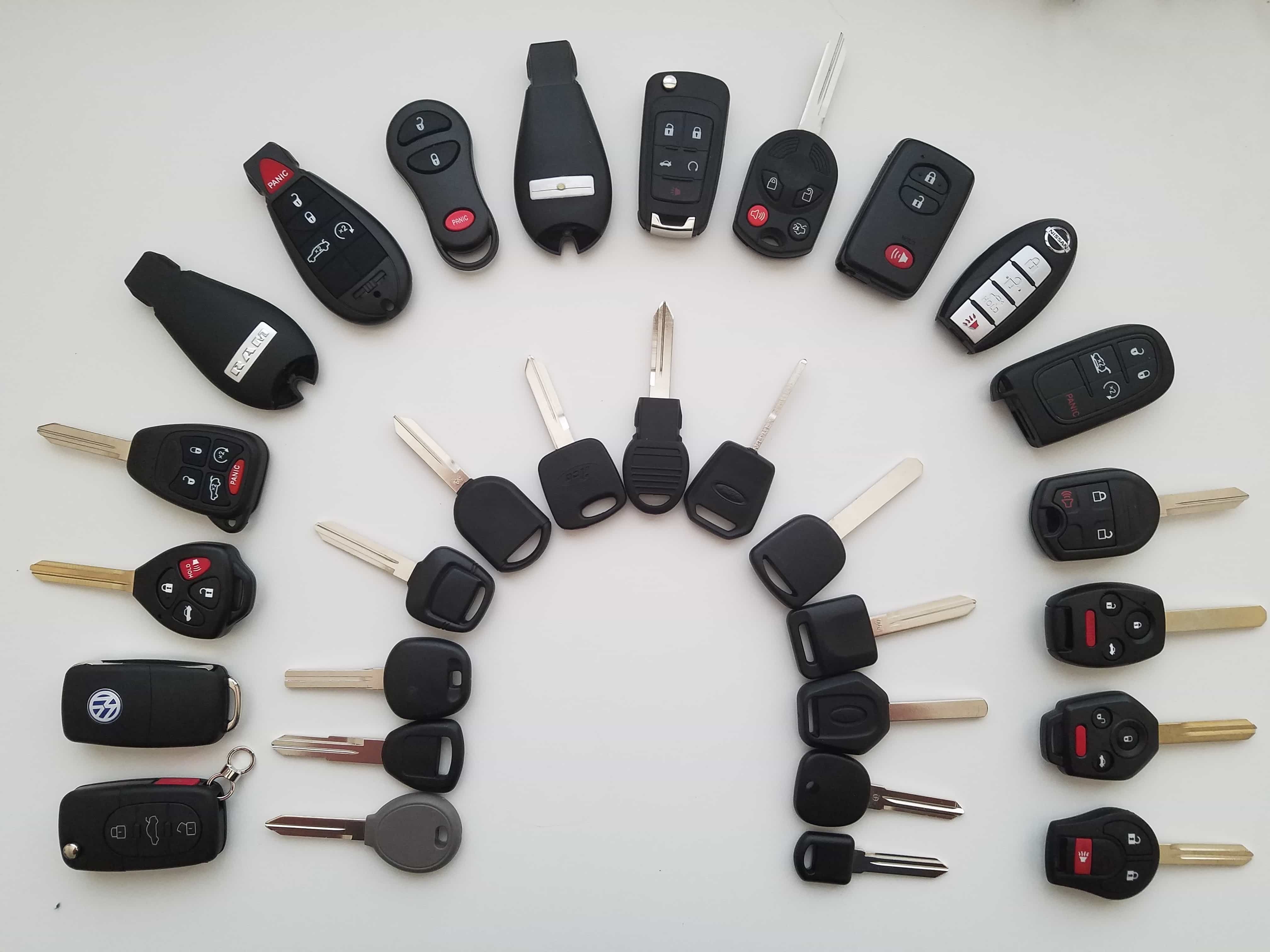 Wide variety of car keys and key fobs