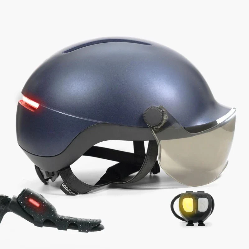 Casque OVERADE LIFE Premium Deep Blue - Avec Visière et Feu Stop