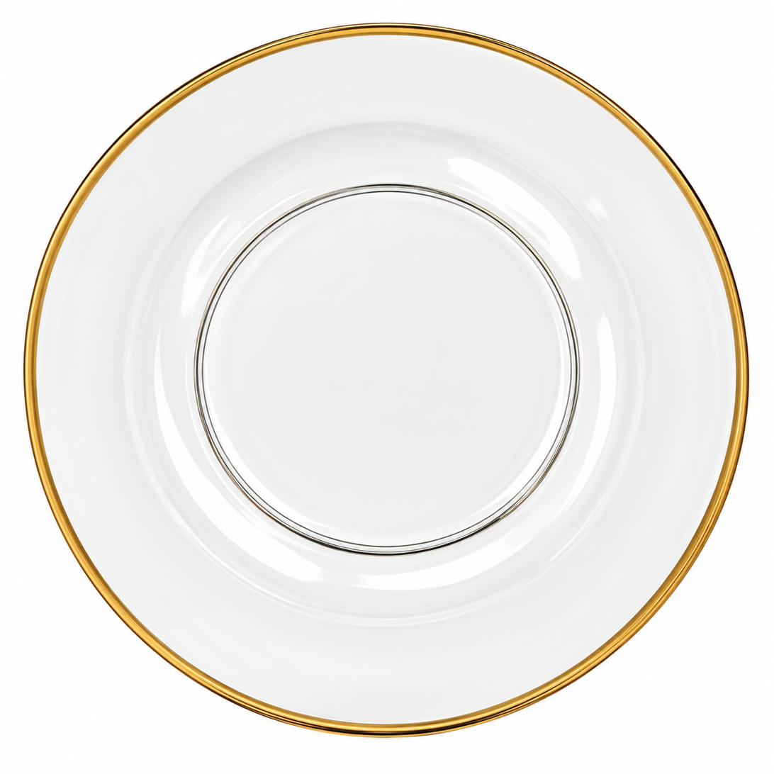 Charger Plate — Clear w/ Gold Piping