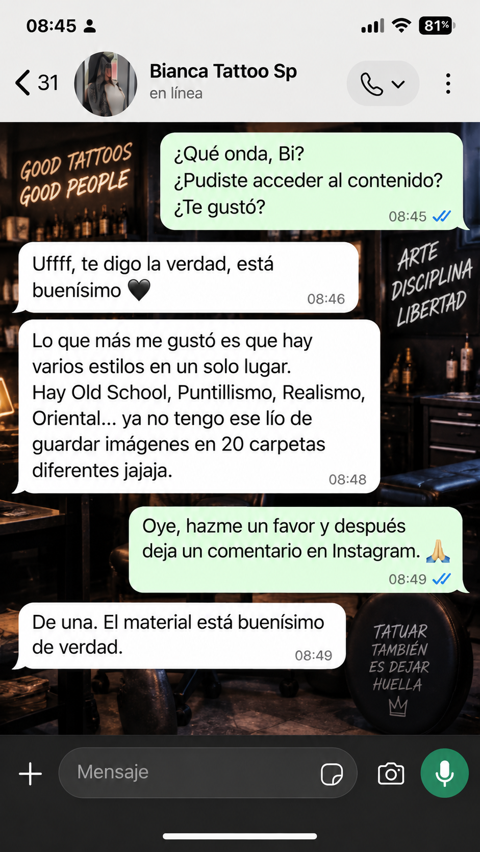 Testimonio de Bianca Tattoo