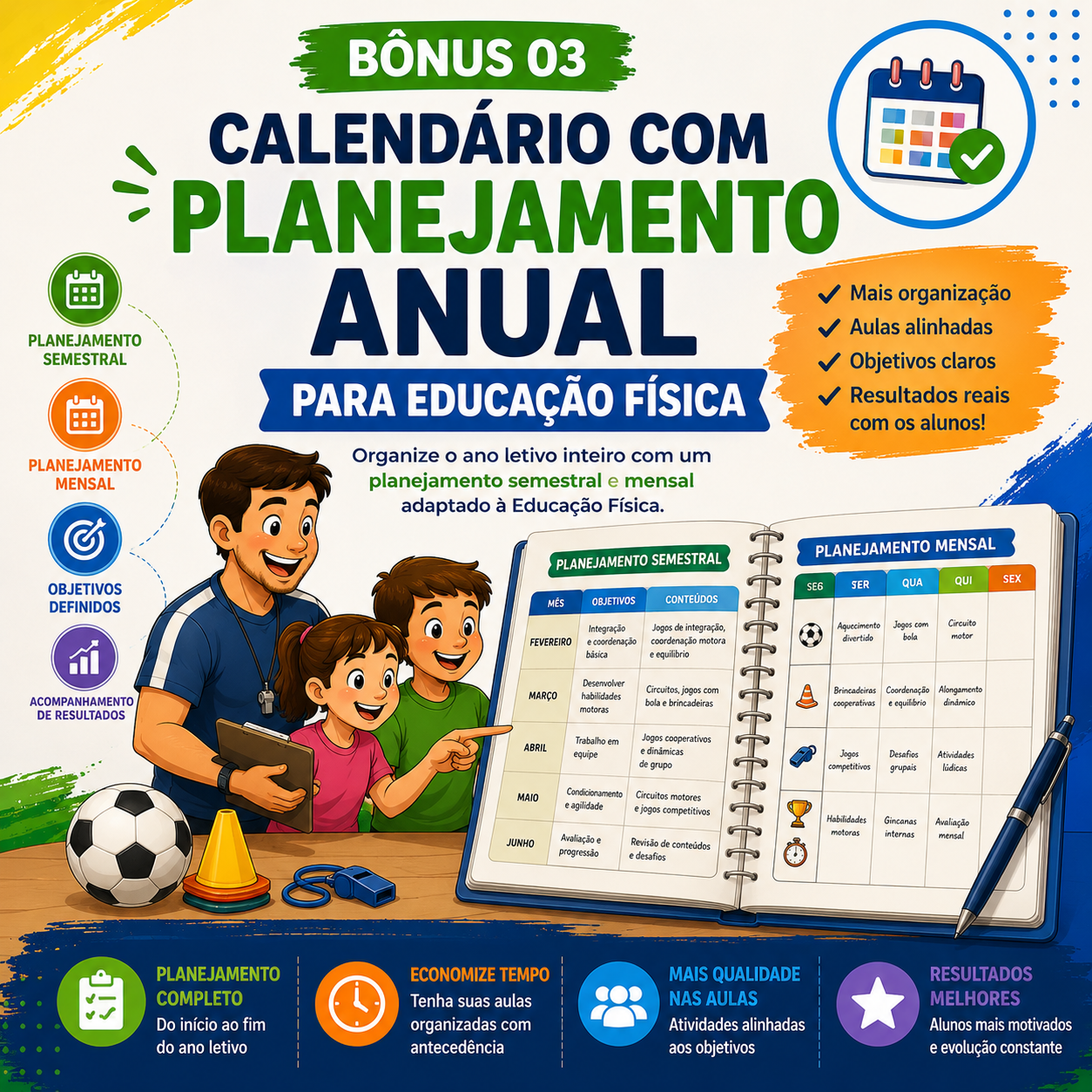 Capa do bônus 03 — Calendário com Planejamento Anual para Educação Física