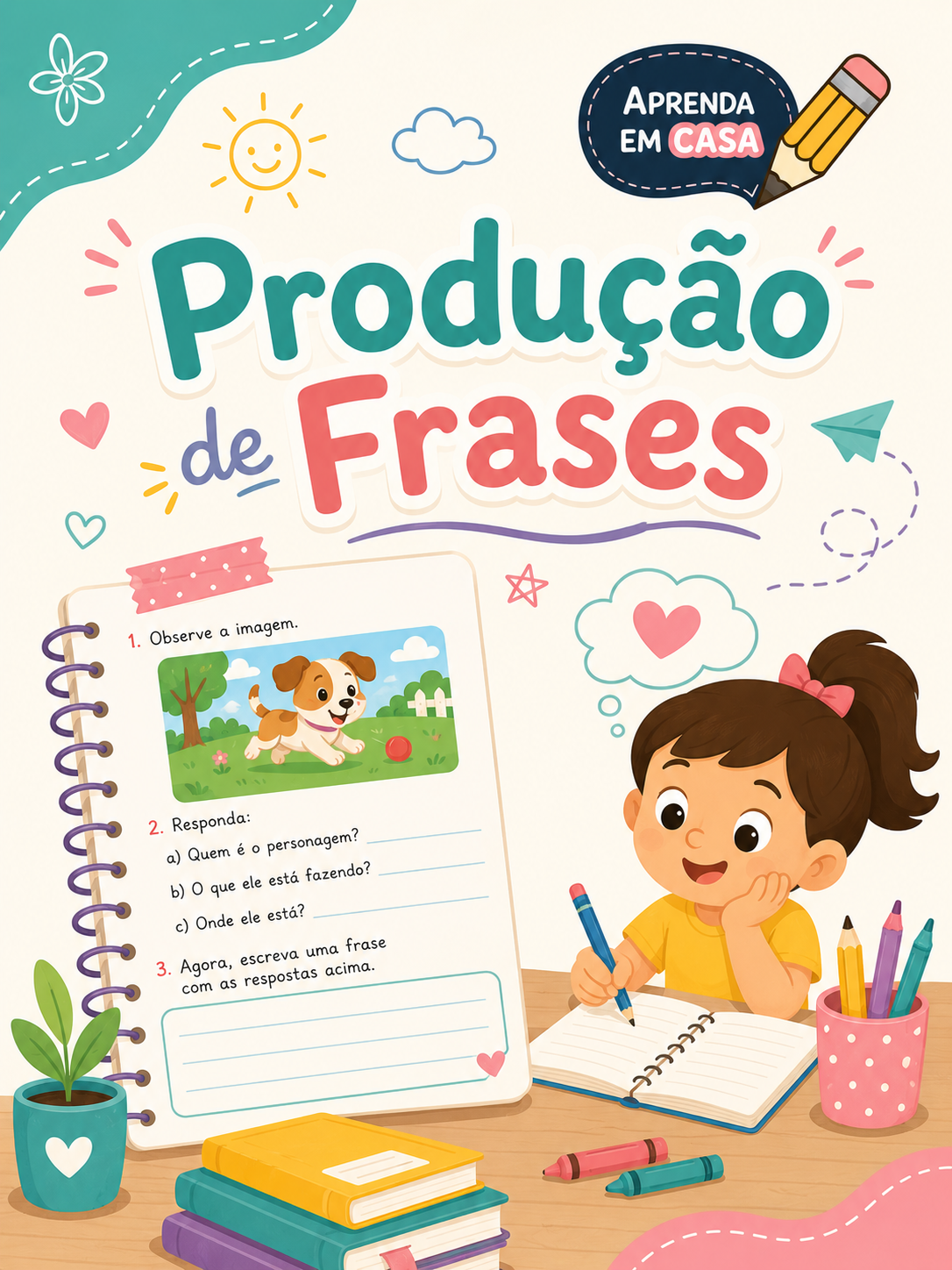 Capa do caderno Produção de Frases