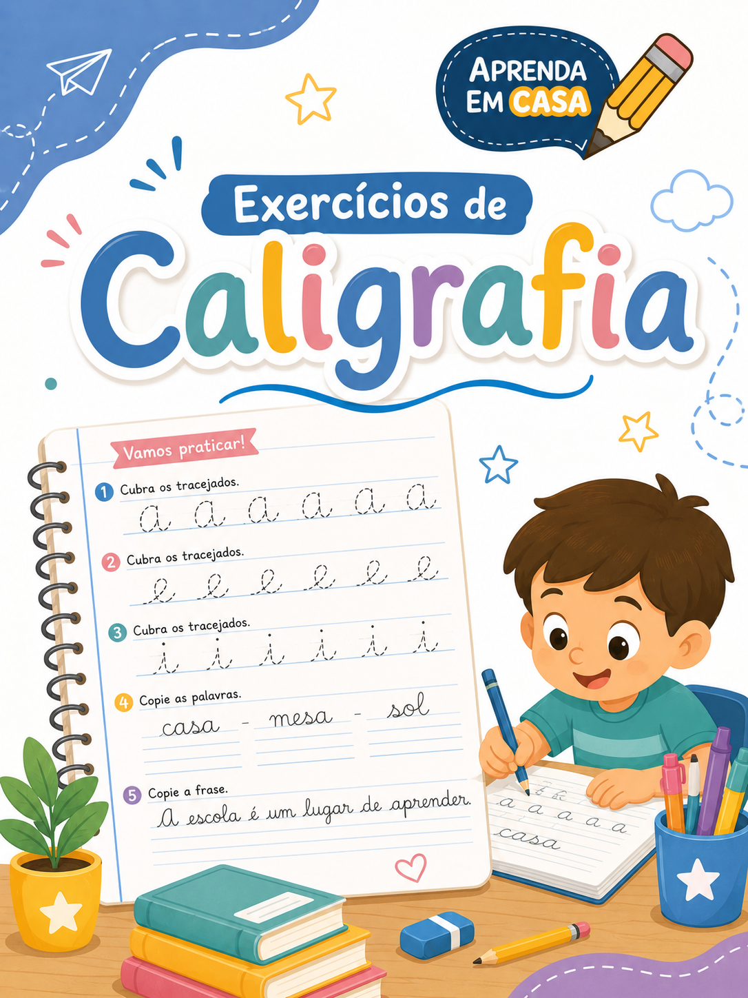 Capa do caderno Exercícios de Caligrafia