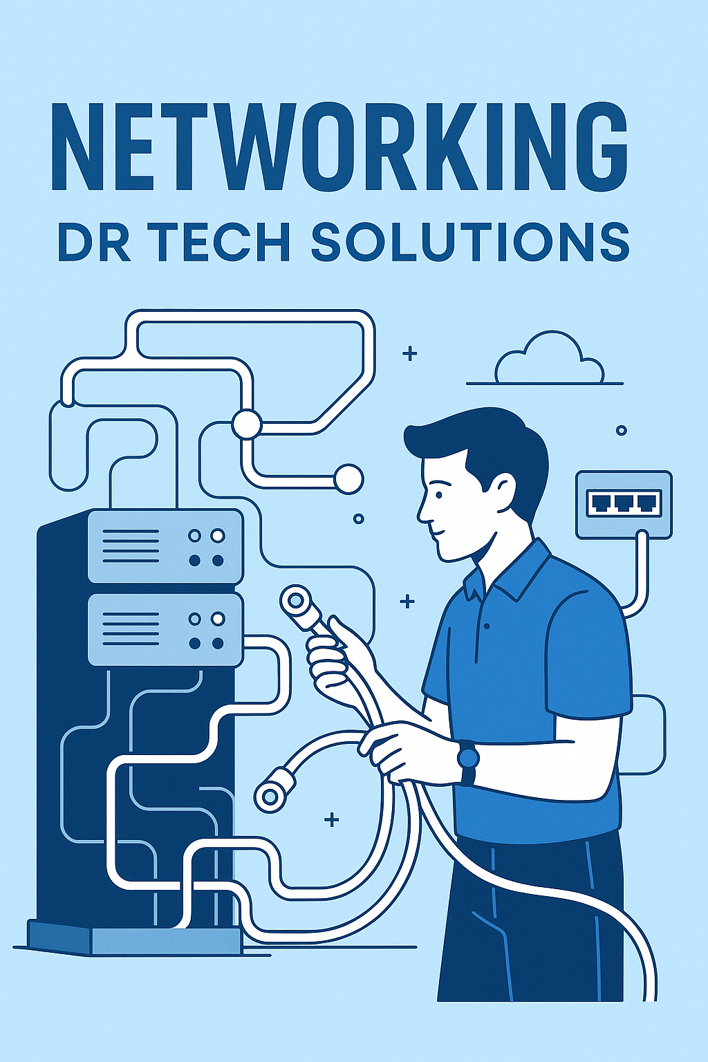 Networking DR Tech Solutions - Técnico trabajando con infraestructura de red