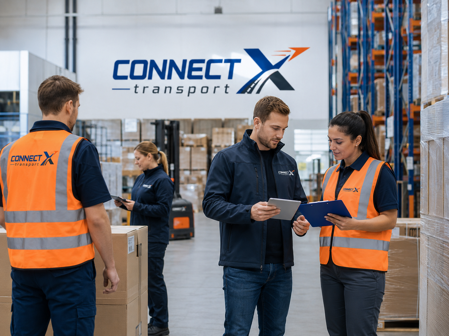 CONNECT X Transport Team im Lager