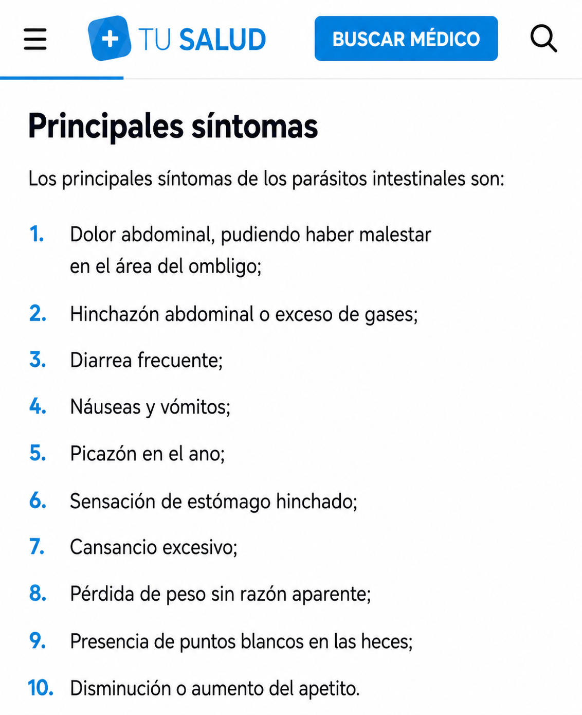Principales síntomas de parásitos intestinales - Tu Salud