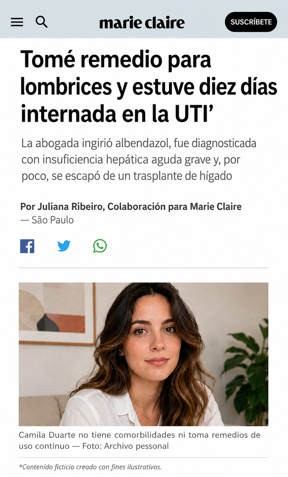 Marie Claire - Tomé remedio para lombrices y estuve diez días internada en la UTI