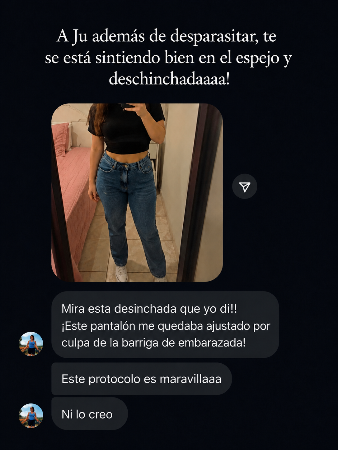 Testimonio de Ju - resultado de desparasitación y desinflación con el protocolo