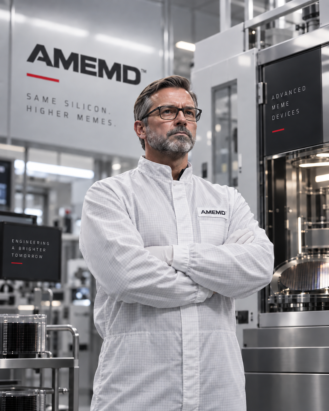 Dr. Meme M. Device in the AMEMD engineering facility