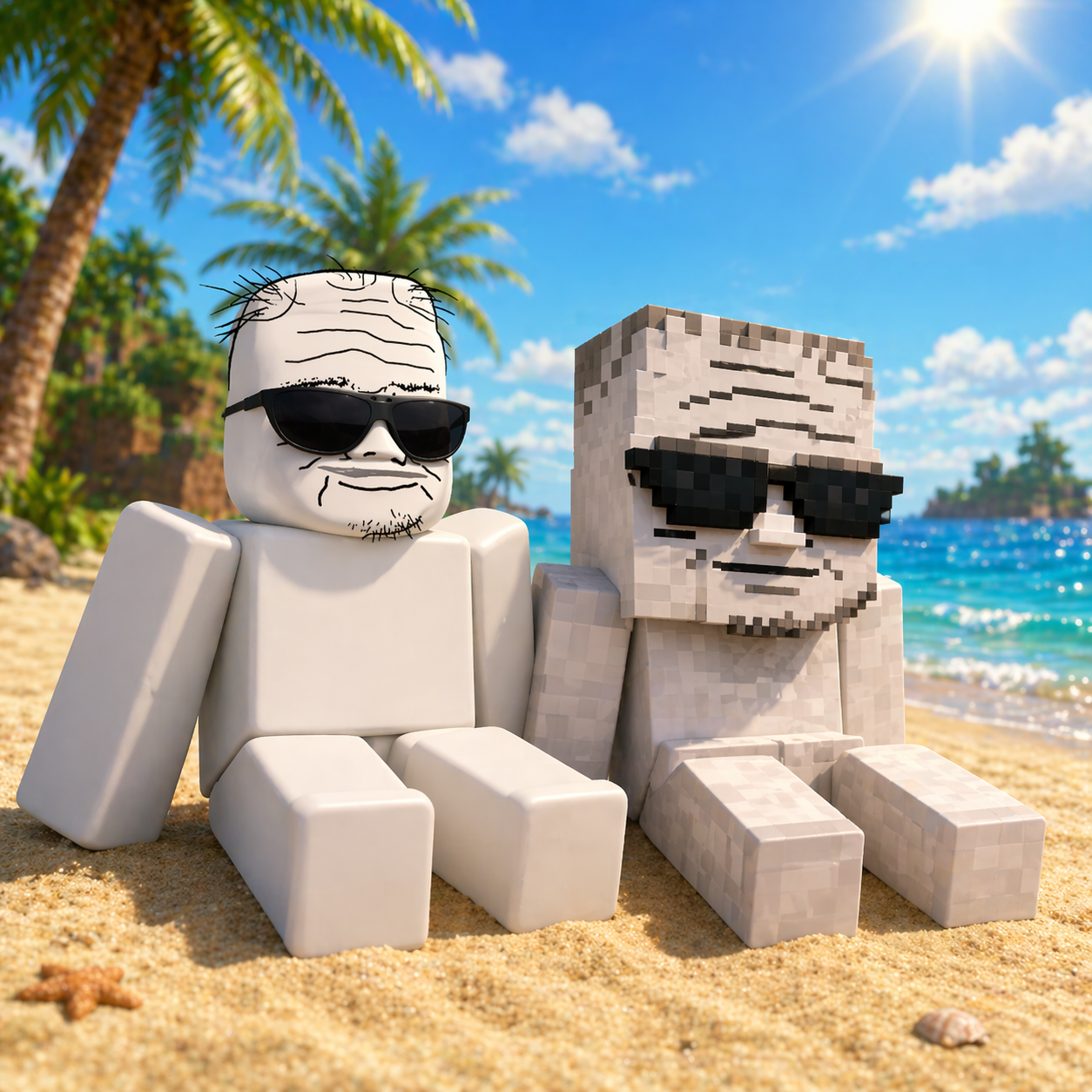 Roblunc relaxing on a beach