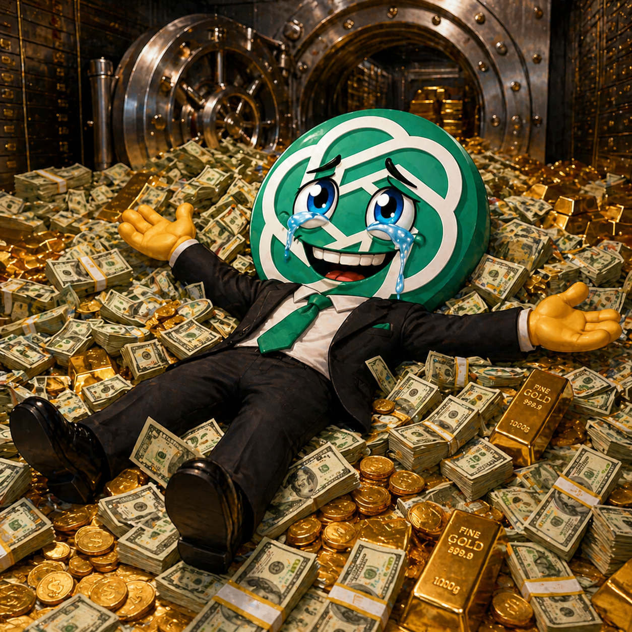 NonprofitGPT swimming in money in a vault
