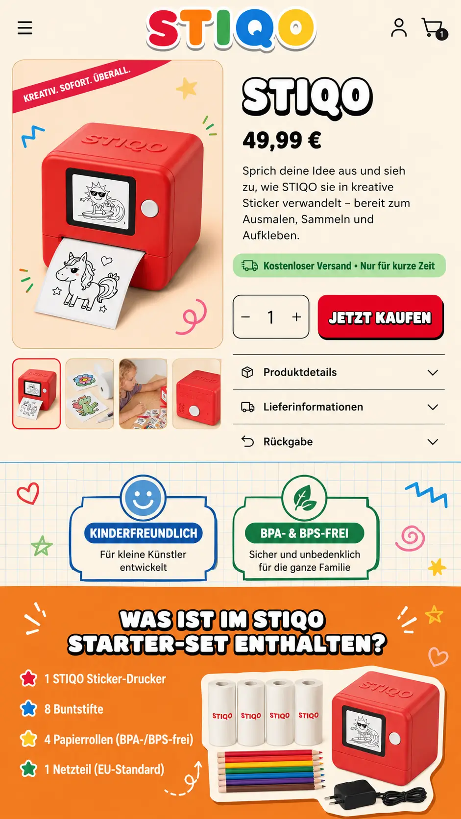 STIQO – 49,99 €. Kreativ. Sofort. Überall.