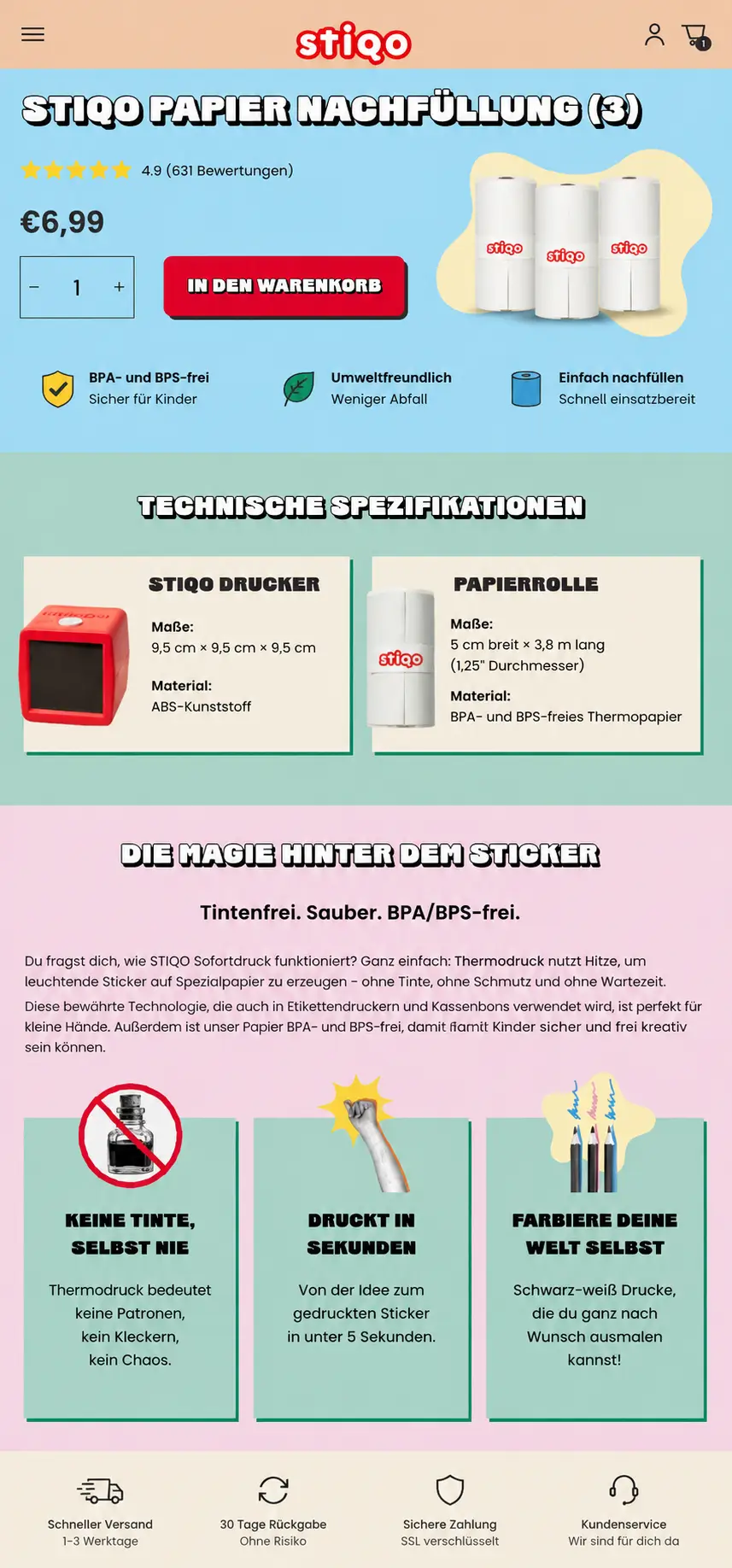 STIQO Papier Nachfüllung – Nie mehr leer