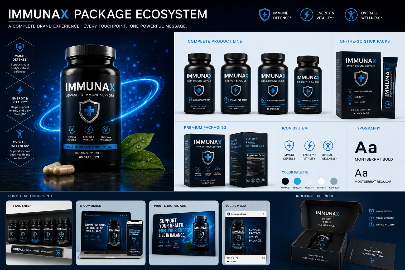 Immunax packaging and brand system