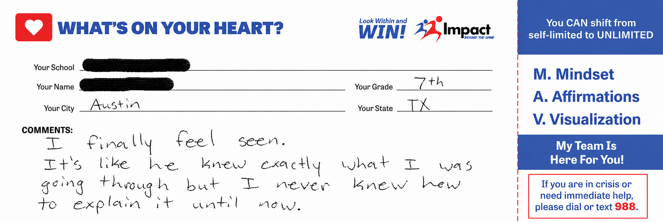 Heart Card form - What's On Your Heart