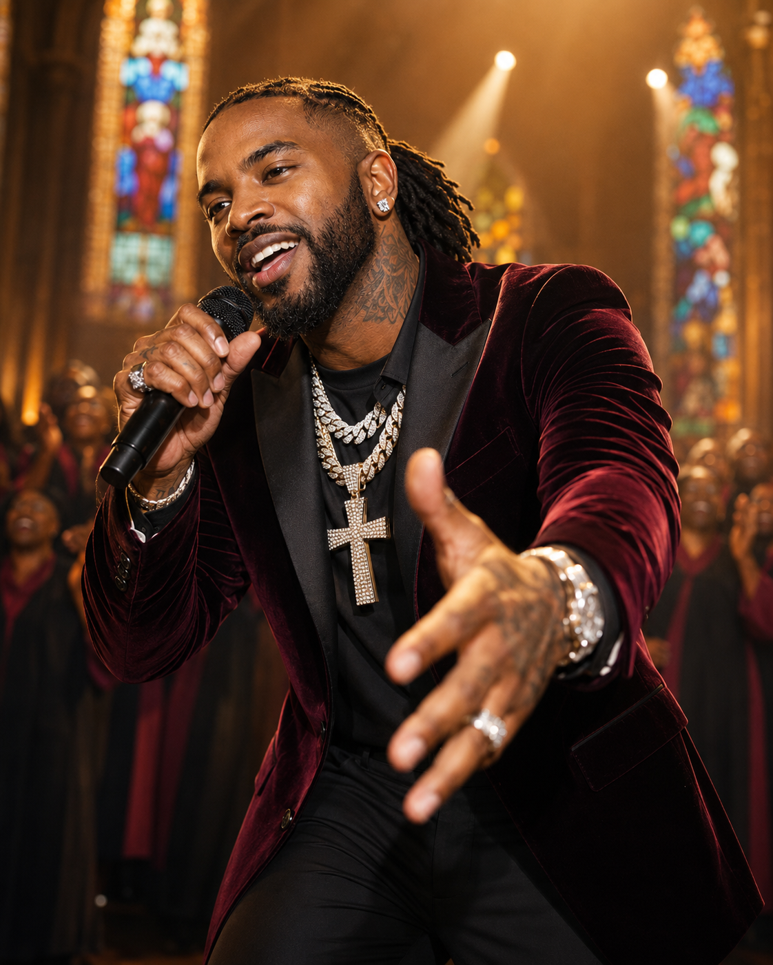 Divine Intervention burgundy blazer performance