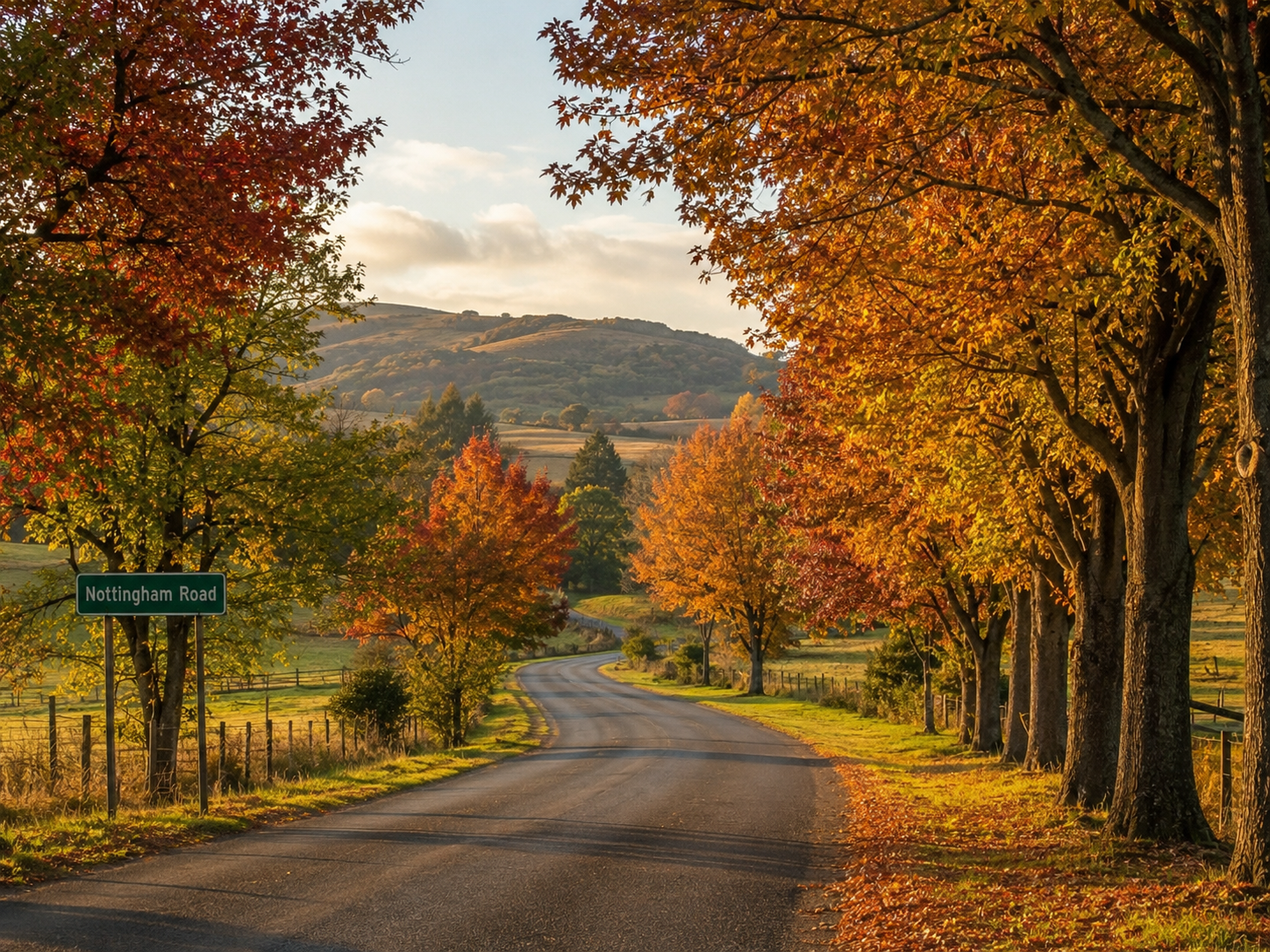 Nottingham Road countryside in autumn