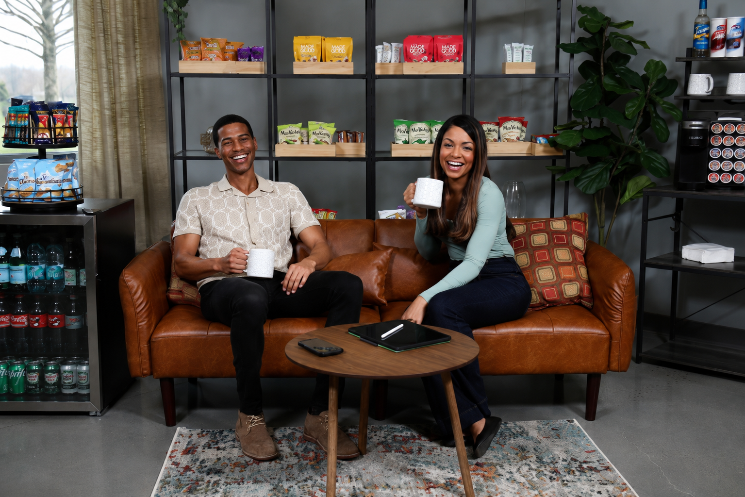 Employees enjoying the break room