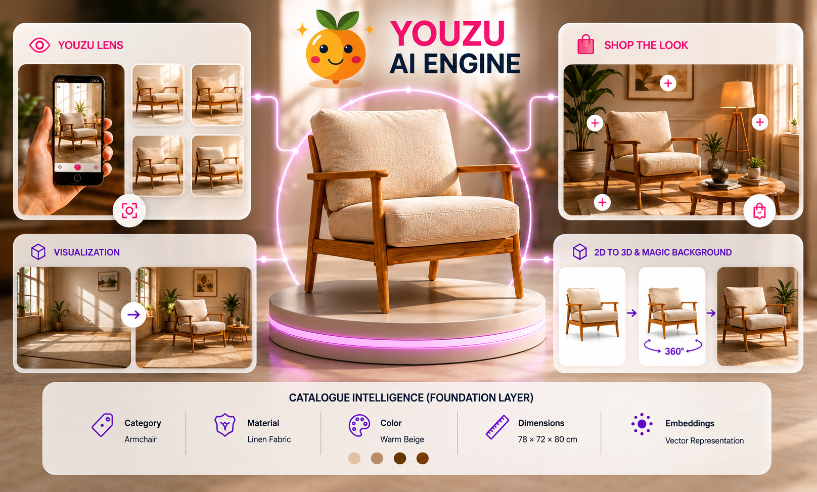 Youzu AI Engine — visual discovery, shop the look, visualization, and 2D to 3D