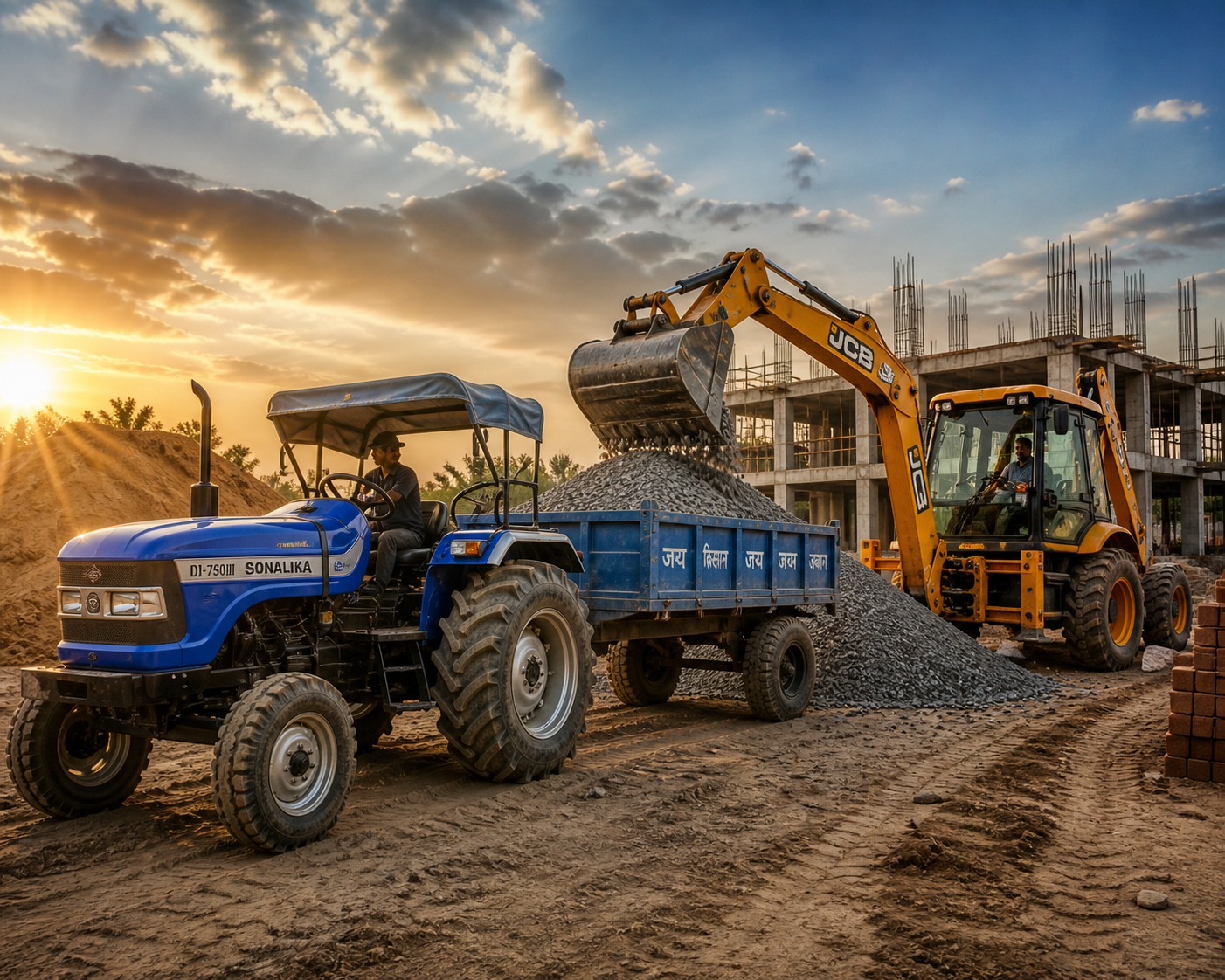 Professional equipment, tractors and JCBs for construction services