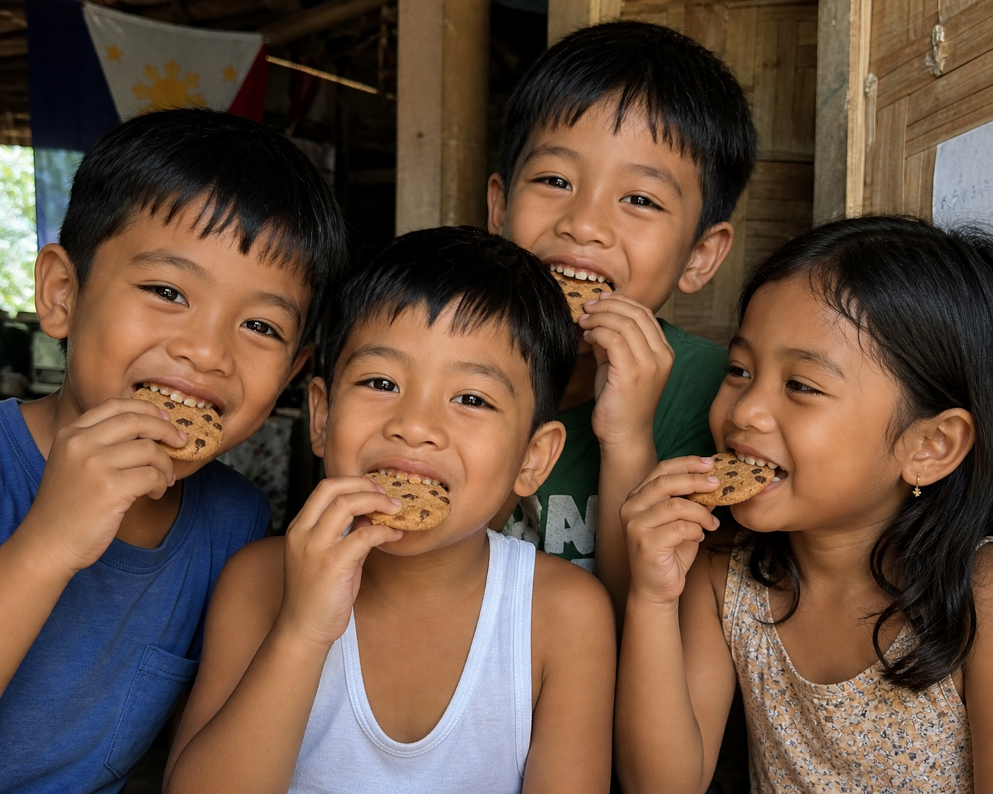 Happy children eating NutriBites cookies