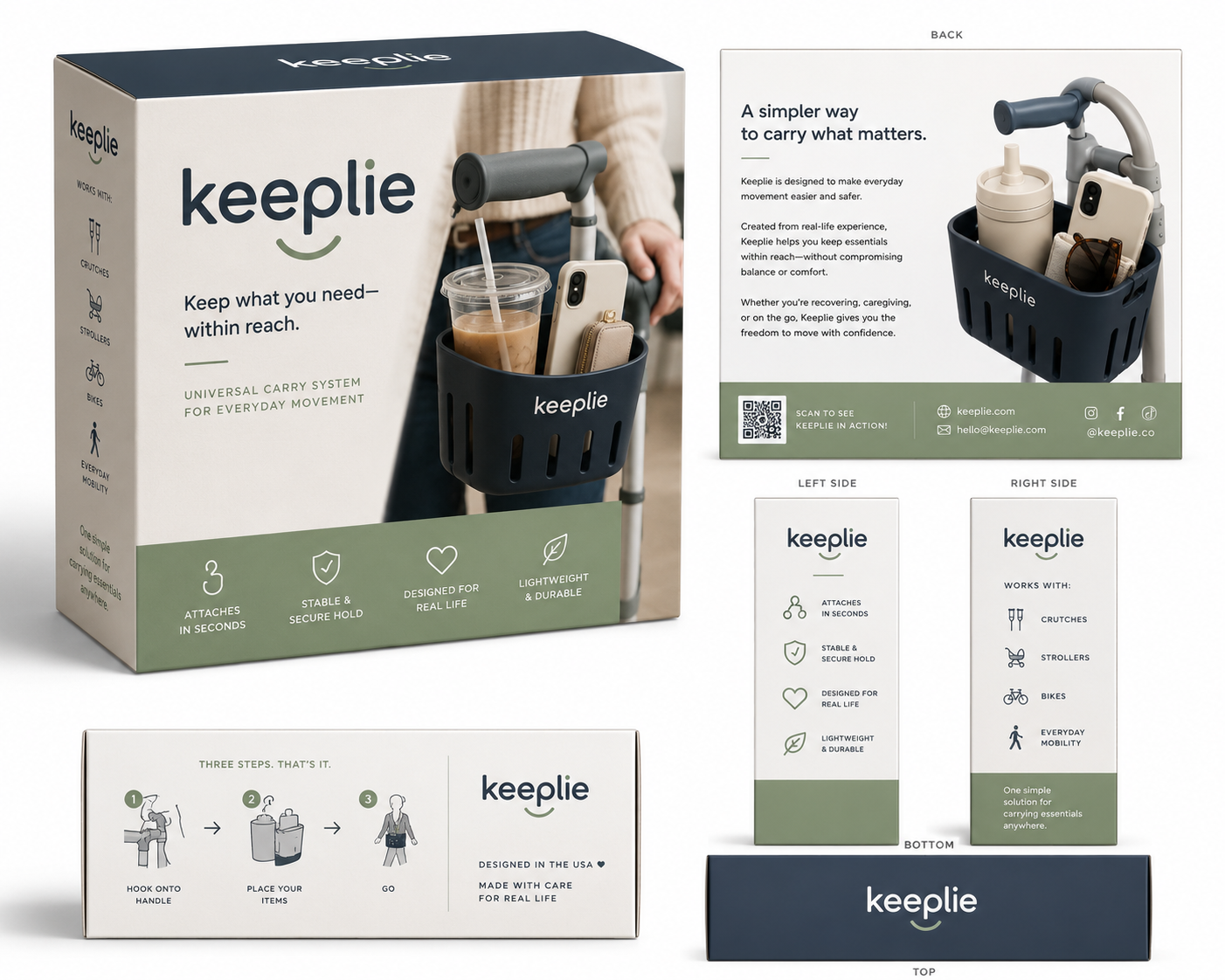 Keeplie packaging concept showing the product in use