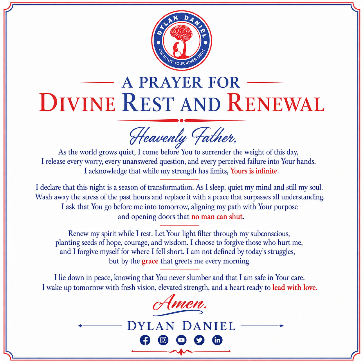 A Prayer for Divine Rest & Renewal visual teaching graphic