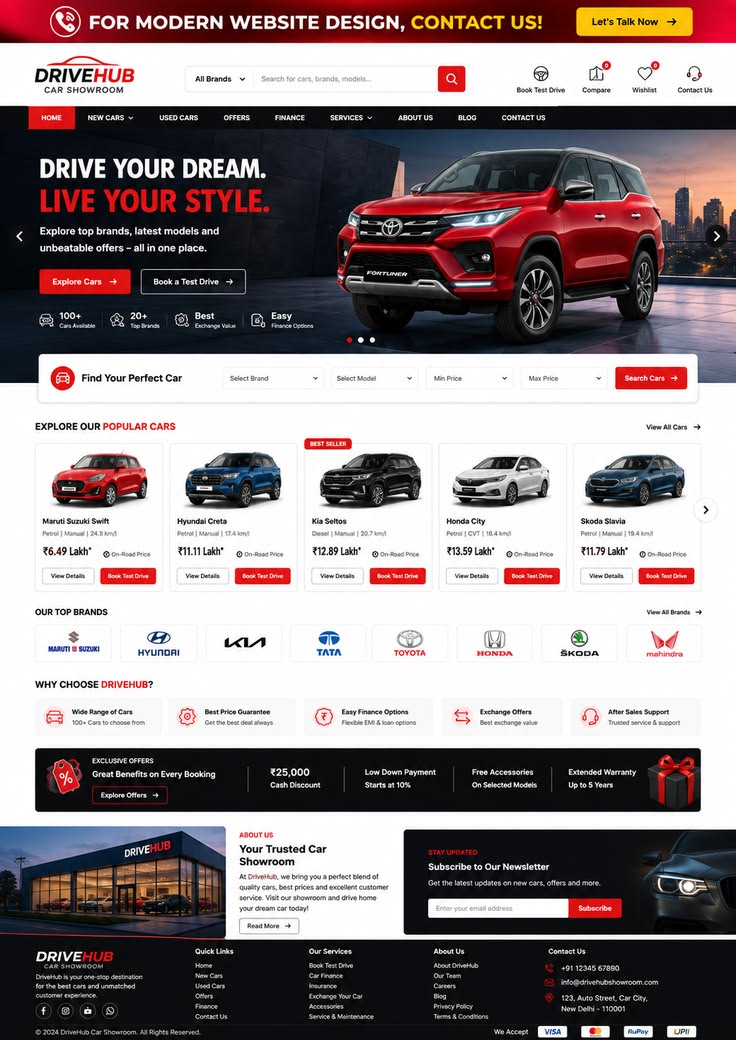 DriveHub auto showroom website screenshot