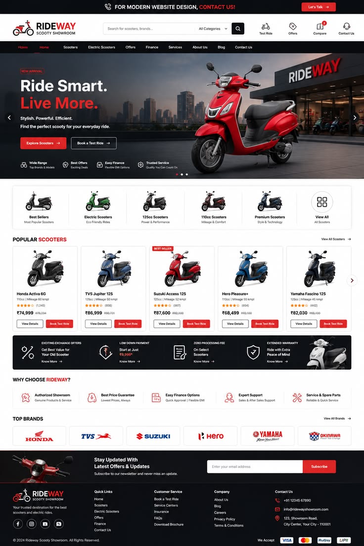 Rideway scooter showroom website screenshot