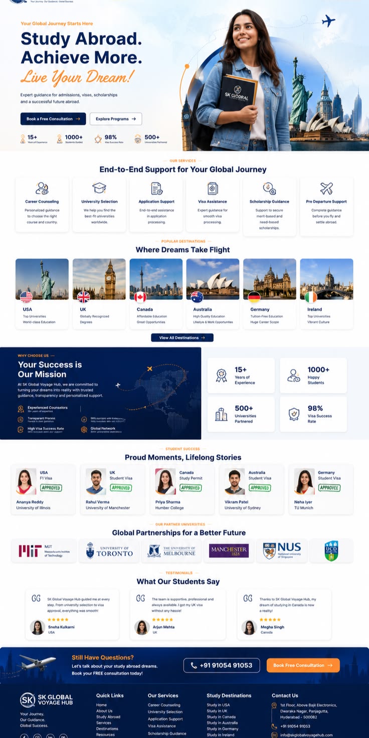 SK Global Voyage Hub study abroad website screenshot