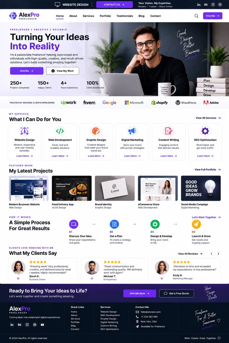 AlexPro freelance portfolio website screenshot