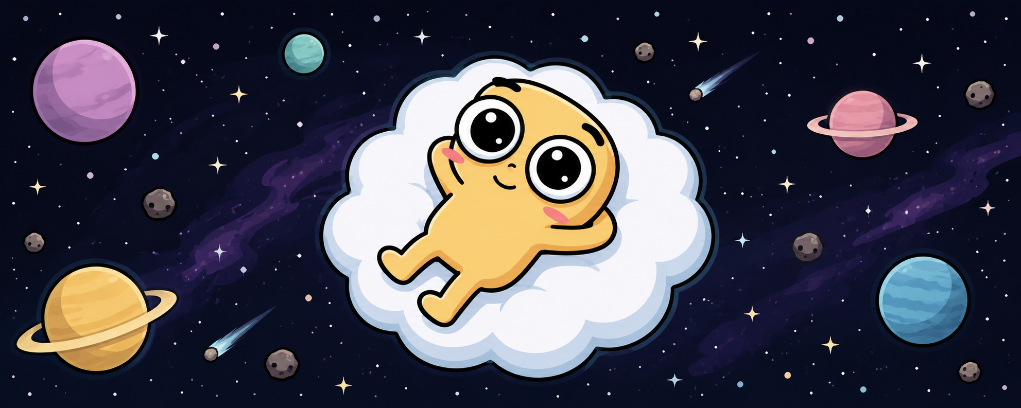 Faith floating through a star-filled universe