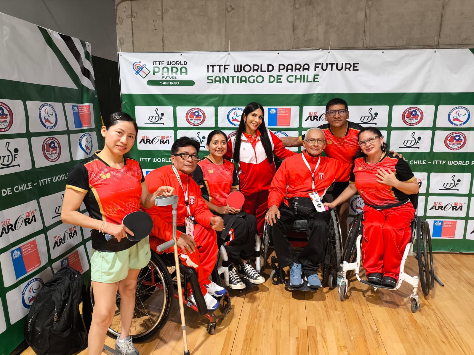 Peru national para table tennis team at the ITTF World Para Future in Santiago de Chile