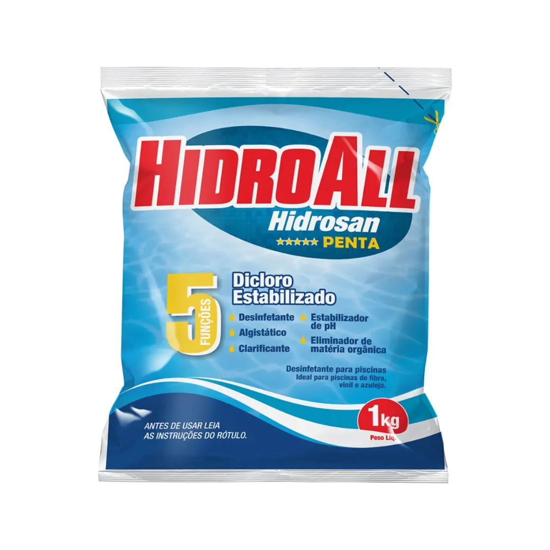 Cloro Granulado Multiação 5em1 Hidrosan Penta 1 Kg Hidroall