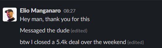 Elio Manganaro - Closed $5.4K deal over weekend