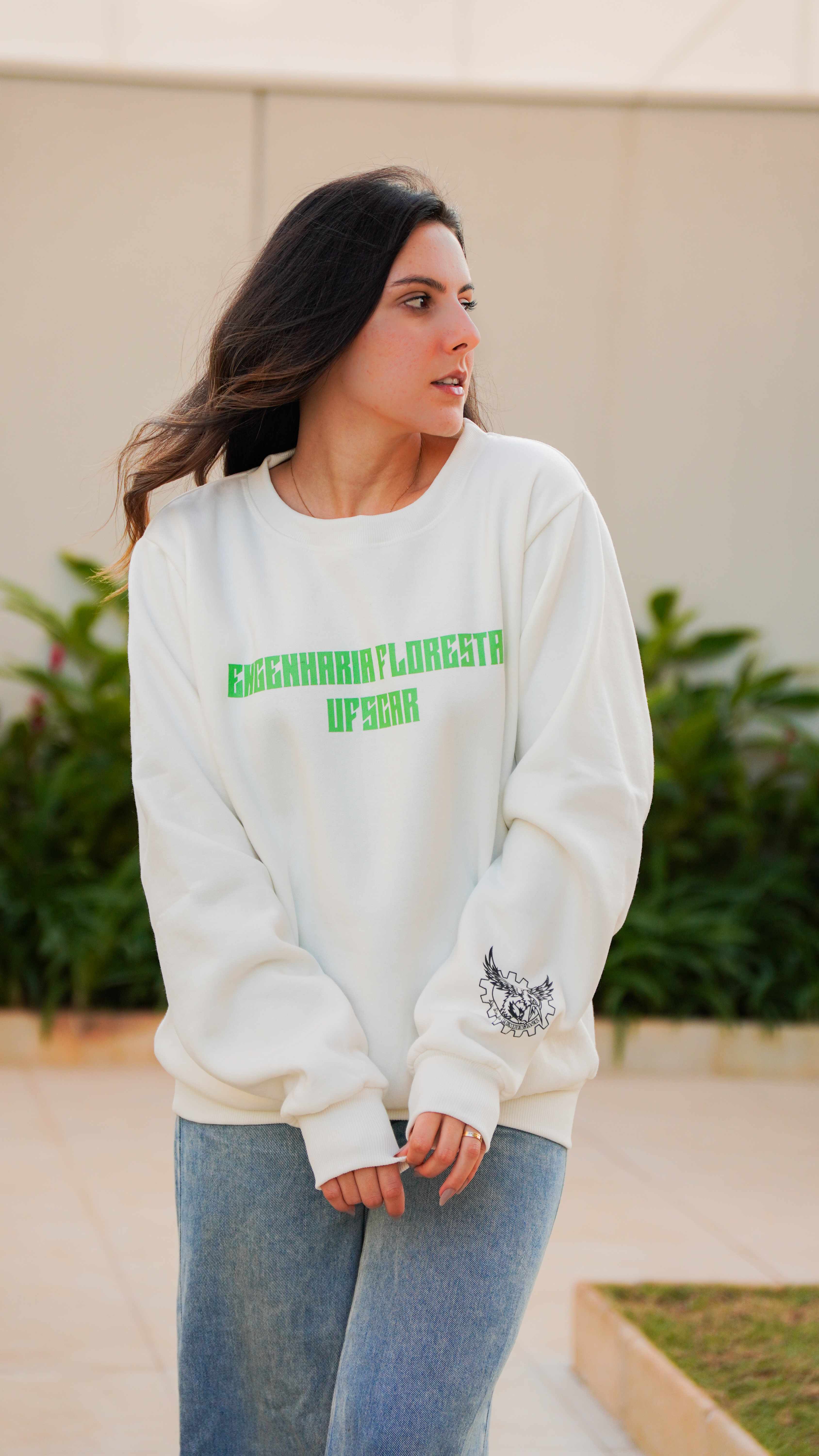 Moletom branco personalizado de Engenharia Florestal UFSCar