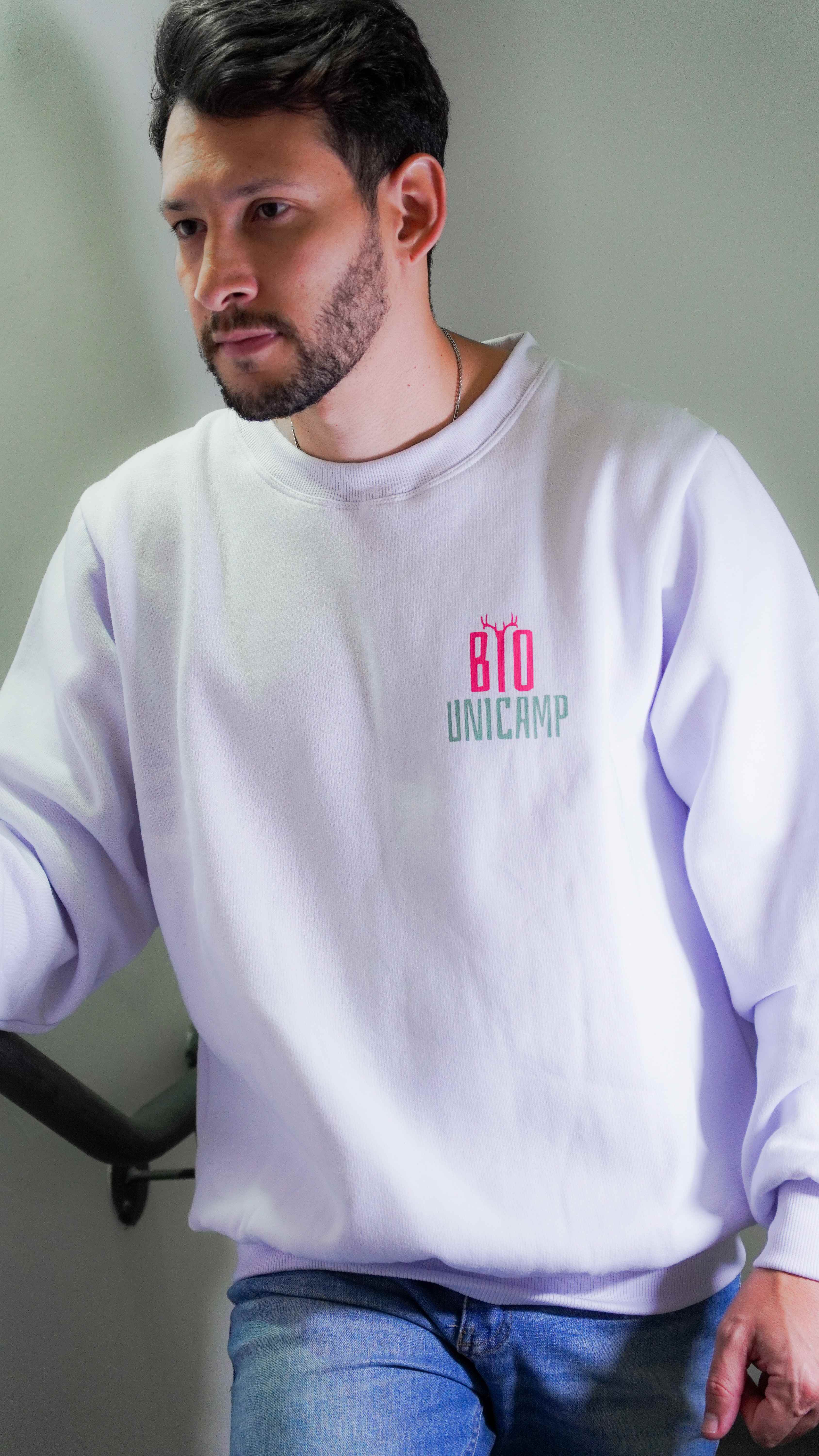 Moletom branco com estampa Bio Unicamp