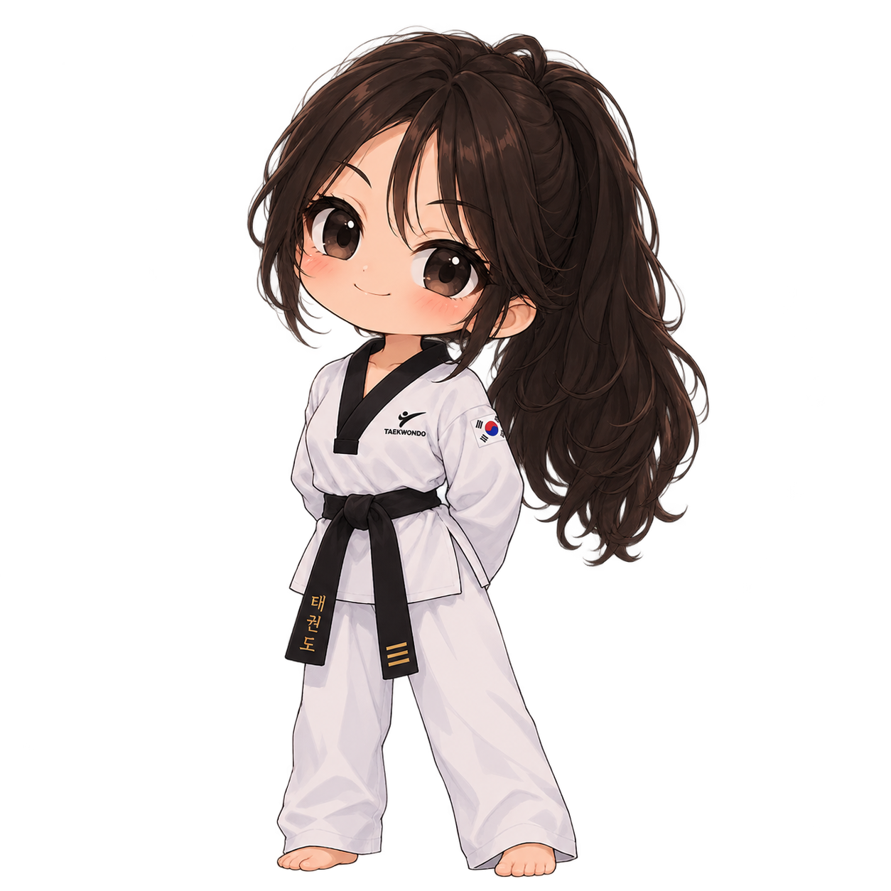 Nannu Don in her taekwondo dobok and black belt