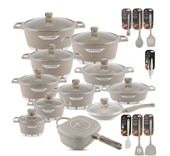 Conjunto de Panelas LIFE SMILE 29 Pecas Granito Antiaderente