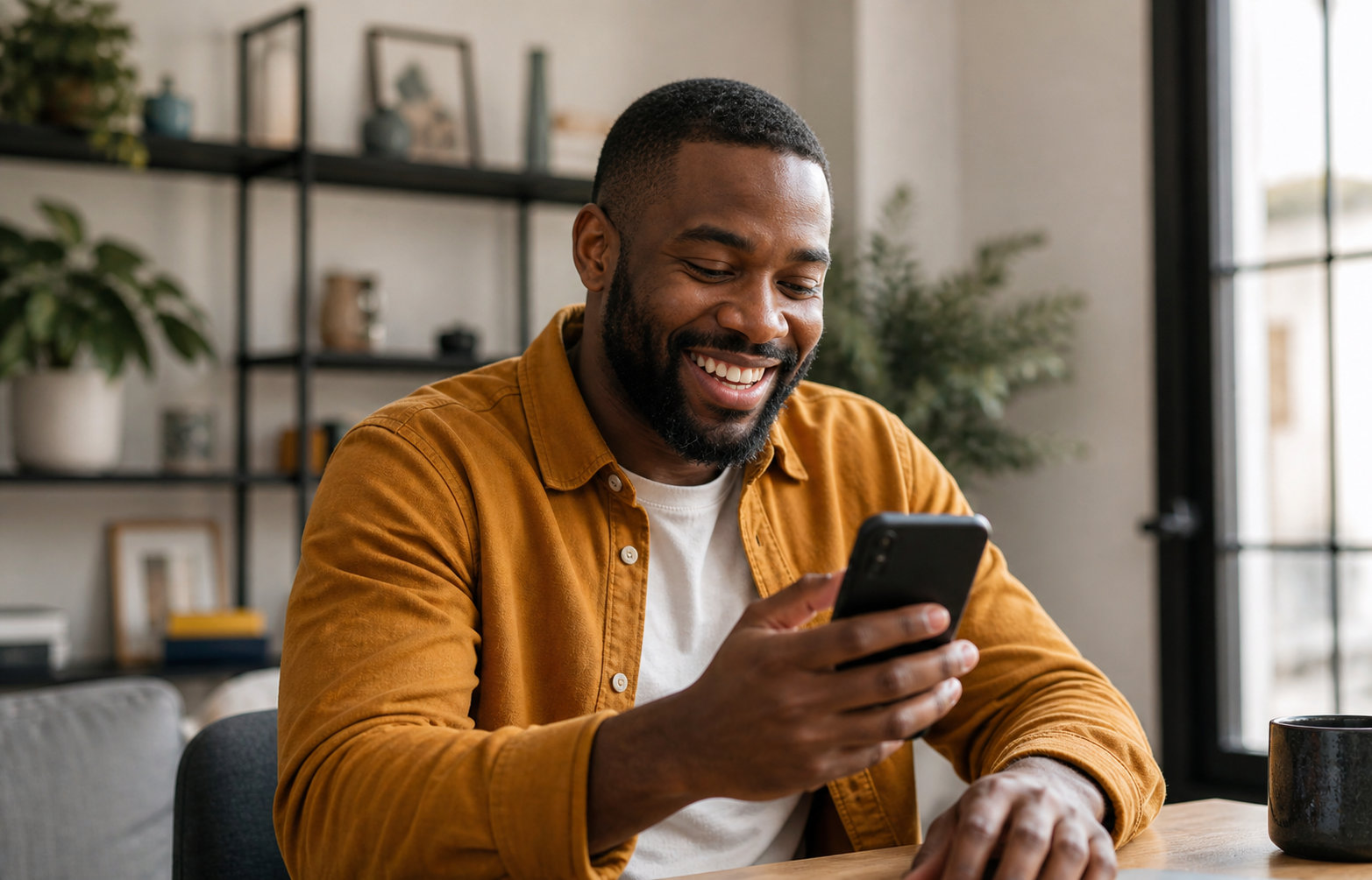 Happy professional using WhoDo on their phone