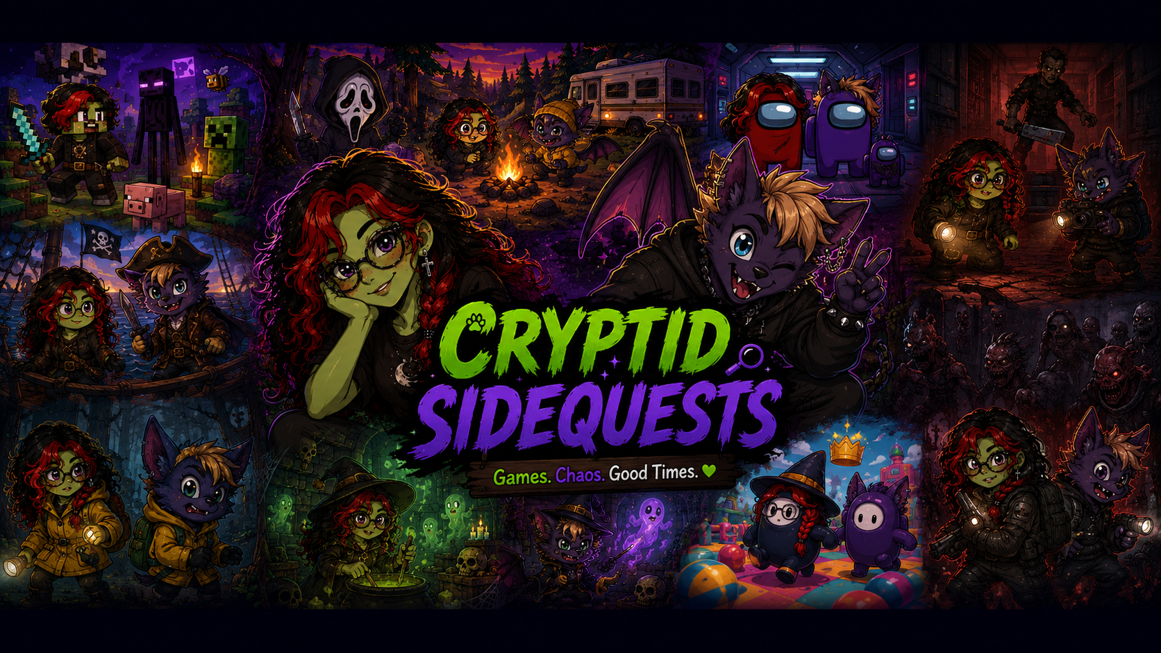 Cryptid Sidequests banner - Games. Chaos. Good Times.
