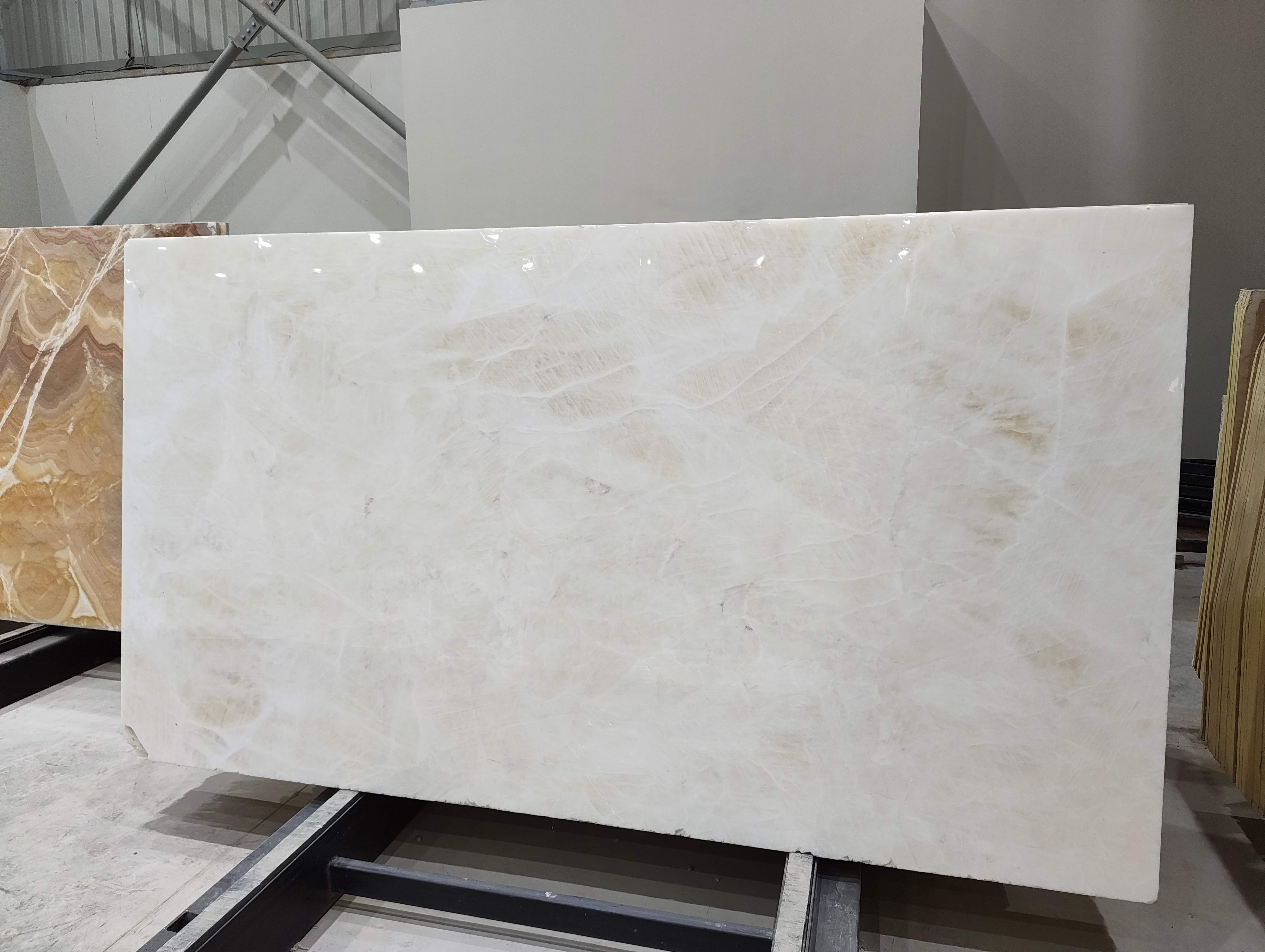 Crystal White Onyx full warehouse lot view