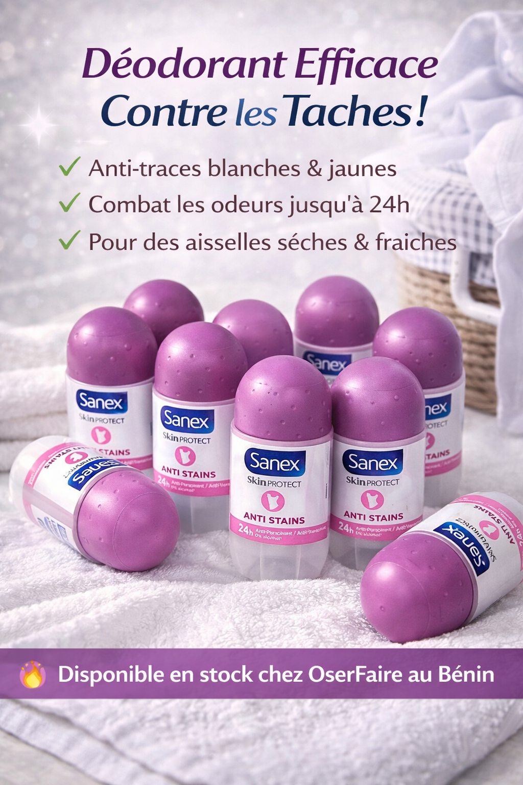 Déodorant Sanex Anti Taches & Fraîcheur