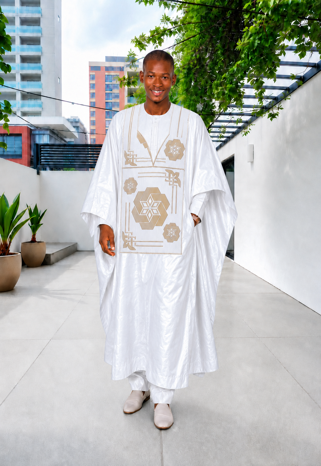 Grand Boubou Blanc Or
