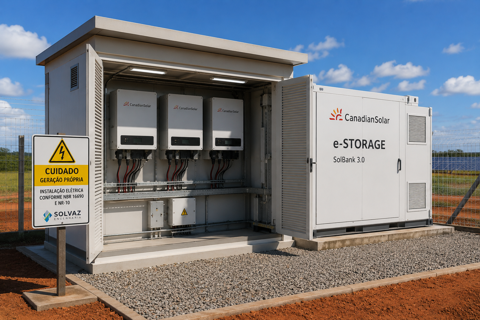 Sistema de armazenamento BESS e inversores solares
