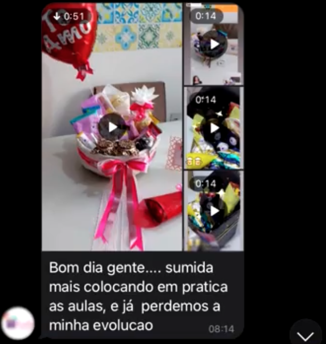 Depoimento de aluna colocando em prática as aulas