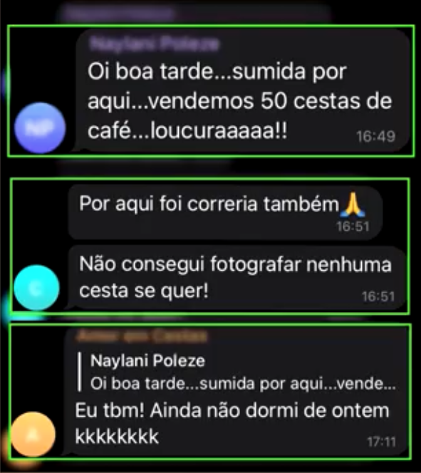 Depoimento Naylani: vendemos 50 cestas de café