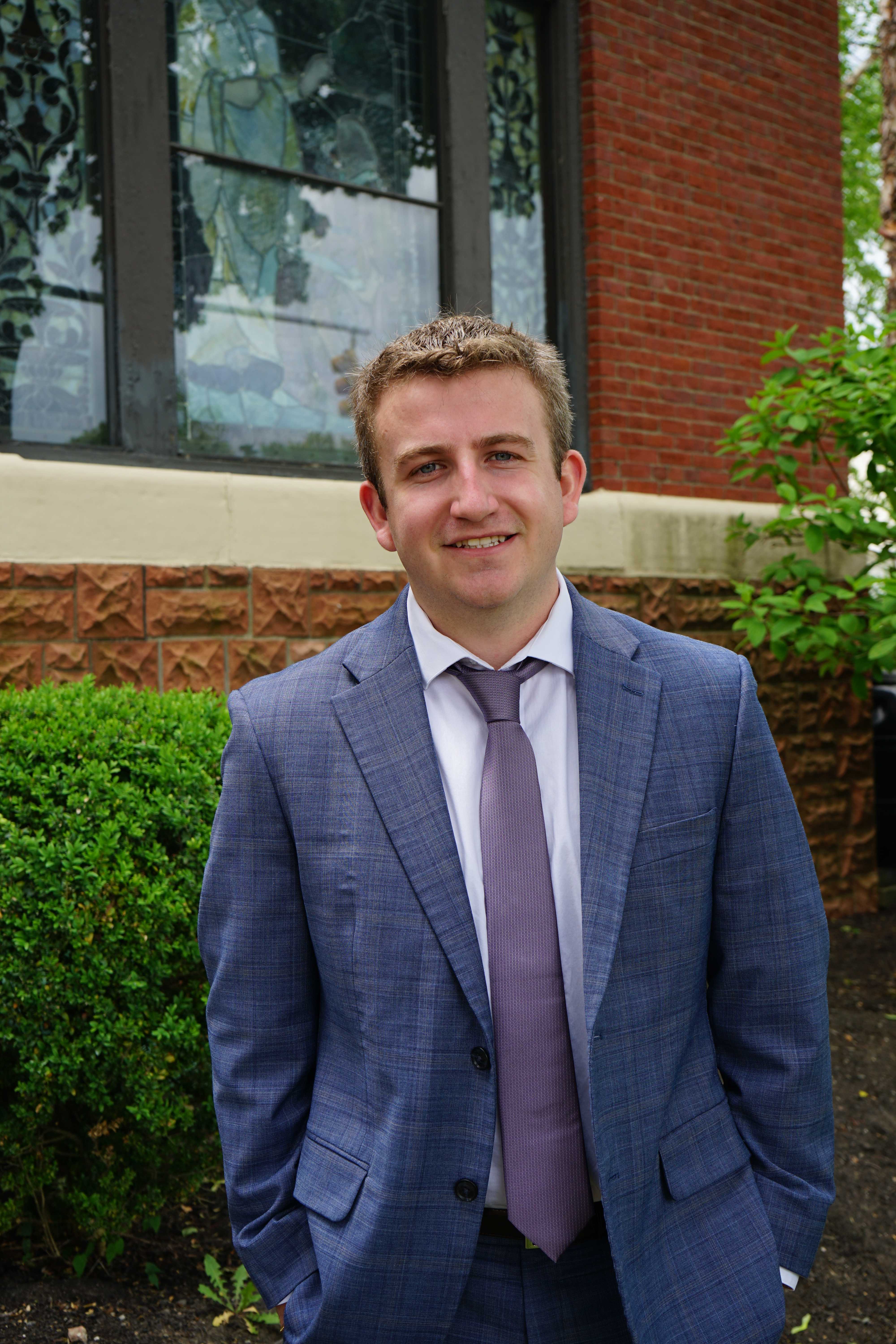 Trevor Currier outside Masconomet Regional Middle School