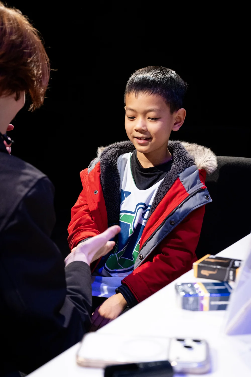 Young student at music event